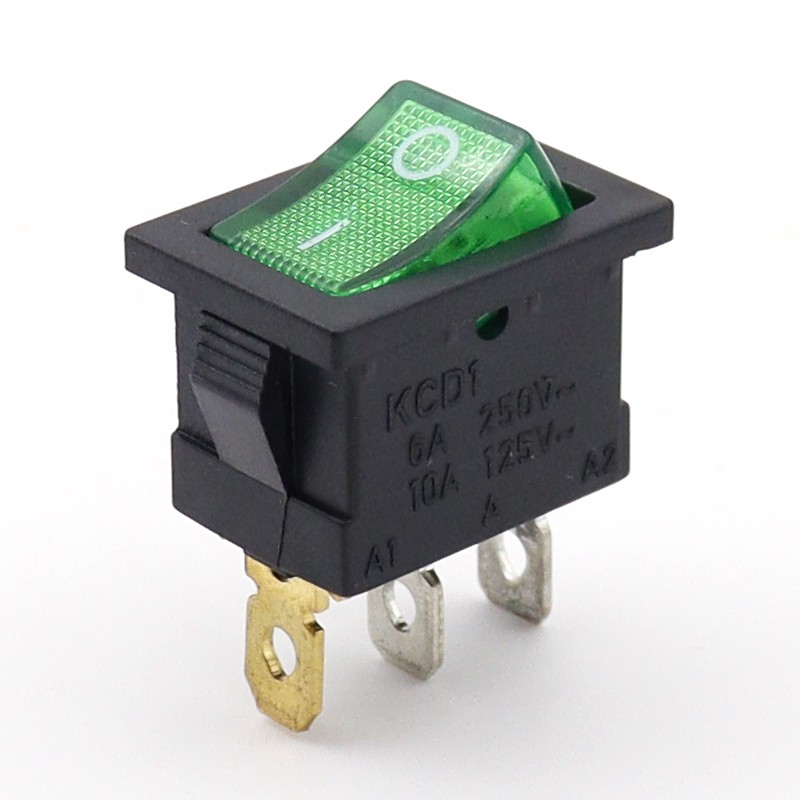 KCD1船型开关3脚2档红灯
