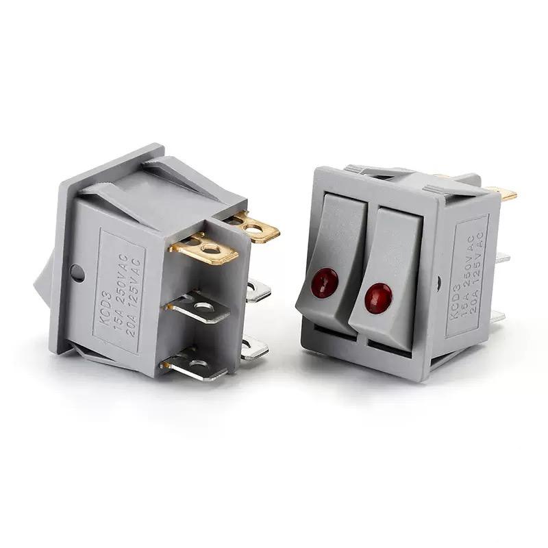 KCD6-6脚2档-双联带猫眼-灰色