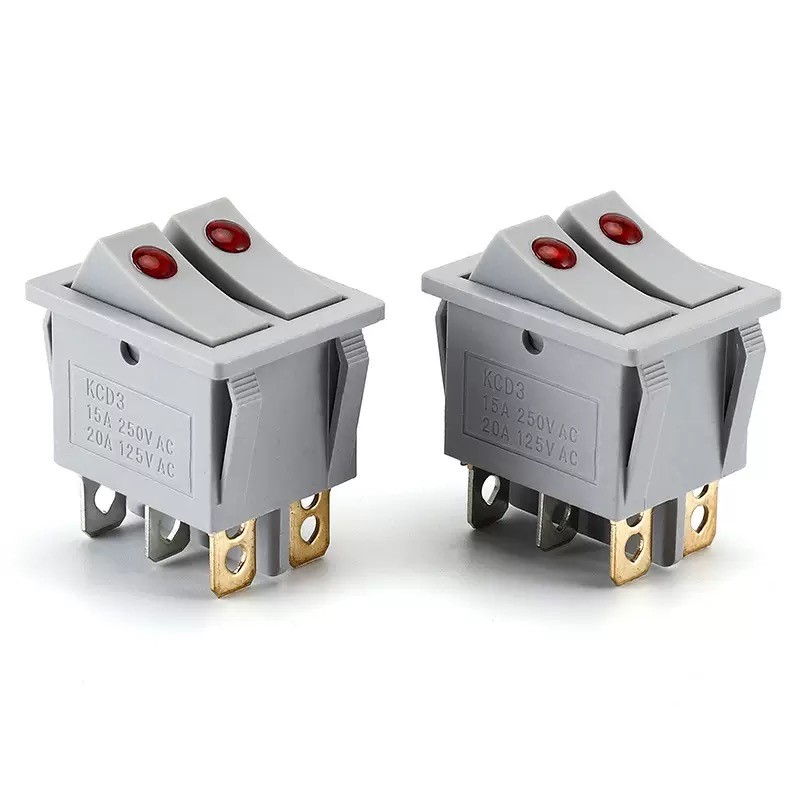 KCD6-6脚2档-双联带猫眼-灰色