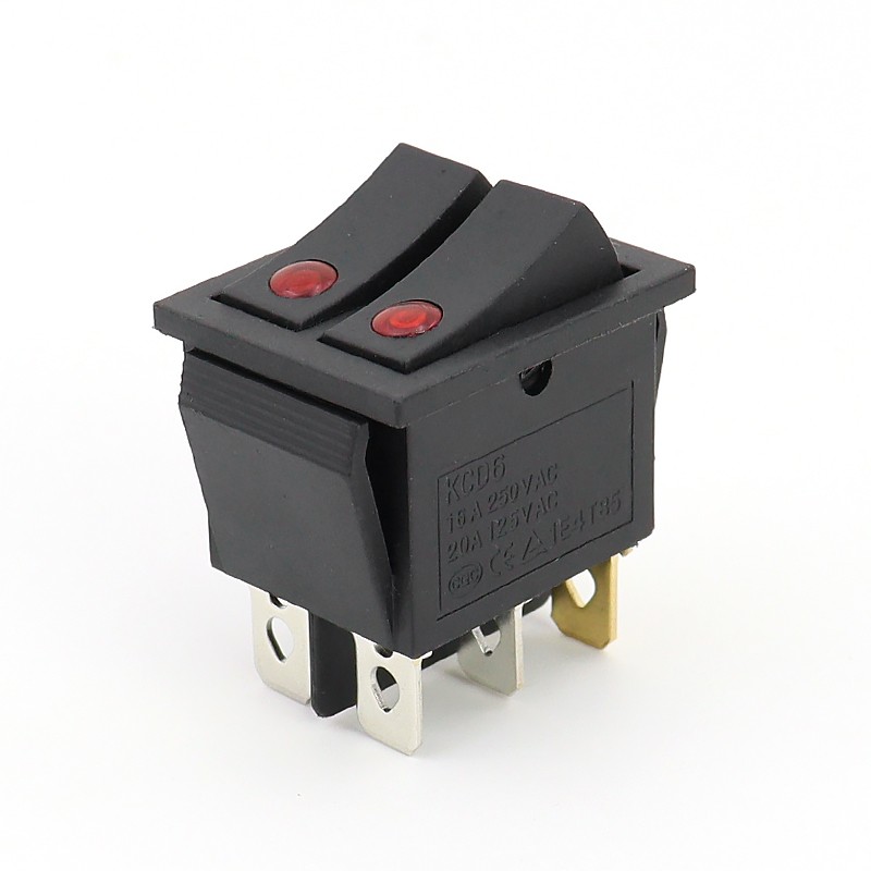 KCD6-6脚2档-双联带猫眼-黑色